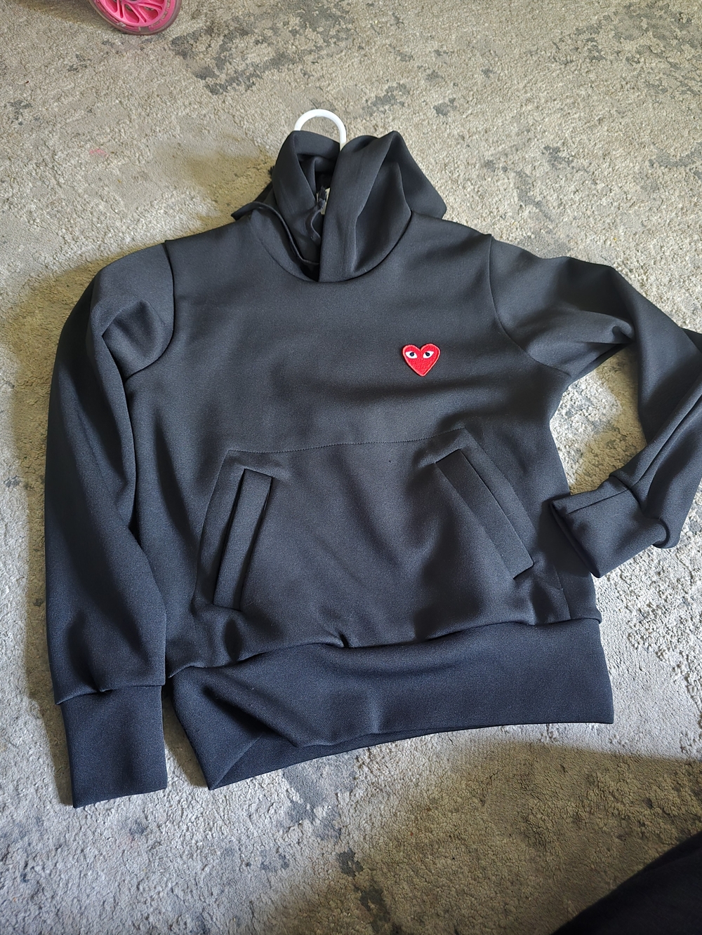 Comme des Garcons PLAY Black Hoodie with White Label